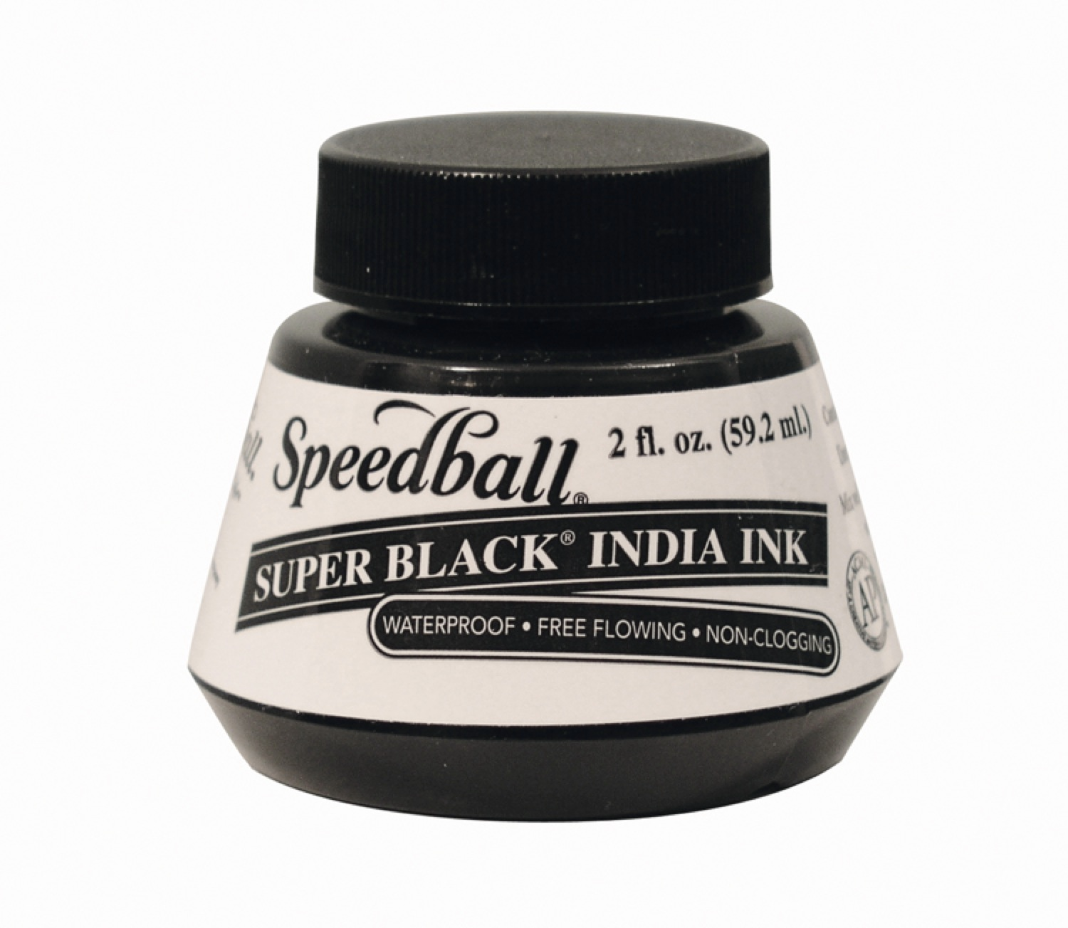 Black India ink is a good choice because it comes out perfectly black 