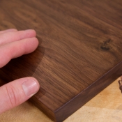 With a closer look at the finished walnut you'll see that the grain is nicely filled and slightly darkened.