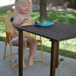 Roll top camp table made of Ipe wood