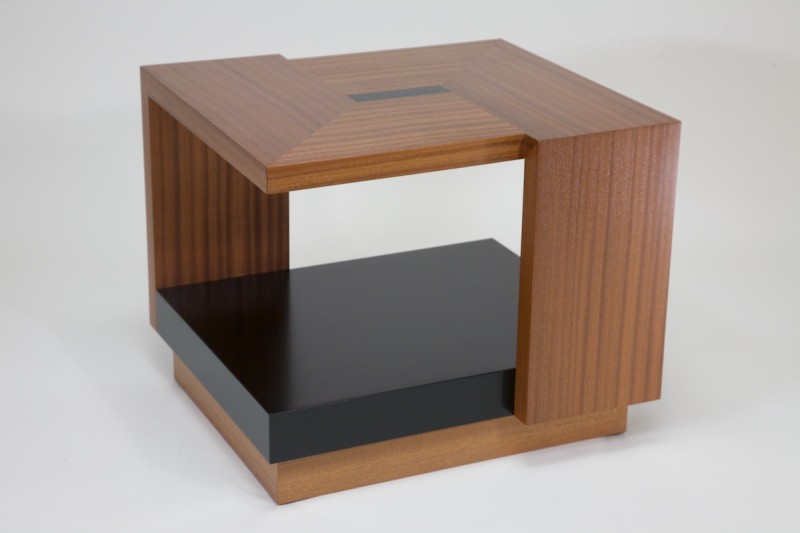 1ST PLACE WINNER -- Bill Barrand's table is a veneered open cube with a waterfall appearance