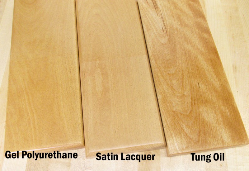 european beech with 3 clear finishes compared