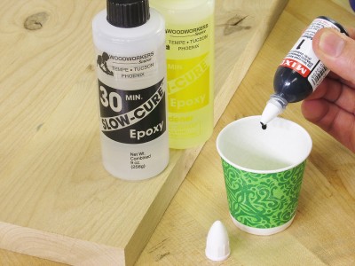 Add a drop or two of tint to your epoxy. 