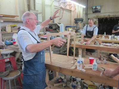 Michael Fortune conducts a lively discussion on the art of building custom made tables