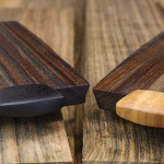 Two trays with contrasting handles, bamboo and roasted walnut